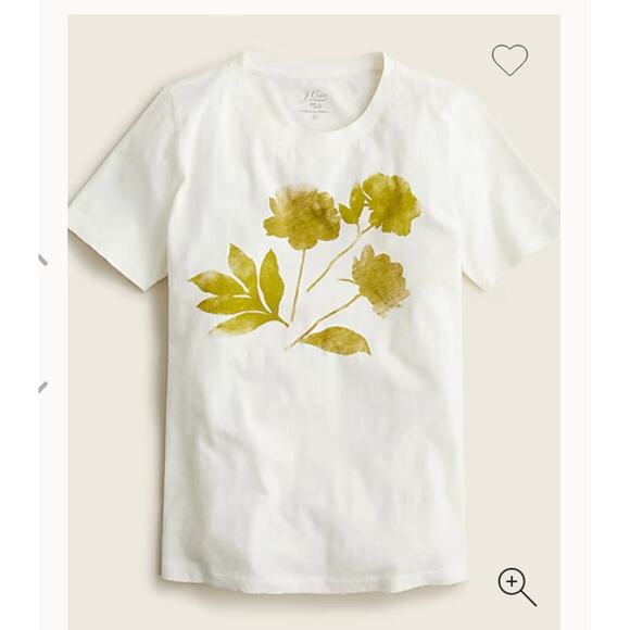 J.Crew EUC Women's Vintage Cotton Crewneck T-shirt w/Tonal Flowers - Picture 1 of 6